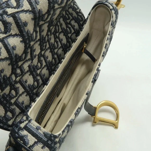 Christian Dior: Medium Navy Oblique Saddle Bag w/ extra strap *AUTHENTICATED* - Picture 8 of 15